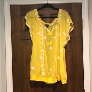 yellow peasant top